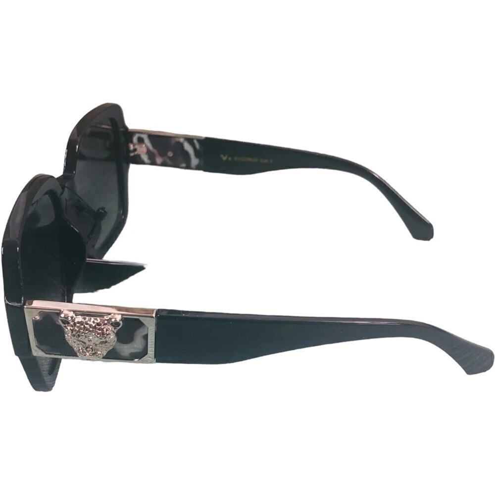 Lux Inspired Black Gray  Silver Medusa Gradient Sunglasses